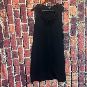 Talbots Women’s Small Sheath Dress Ruffled Neck Cotton Black dress